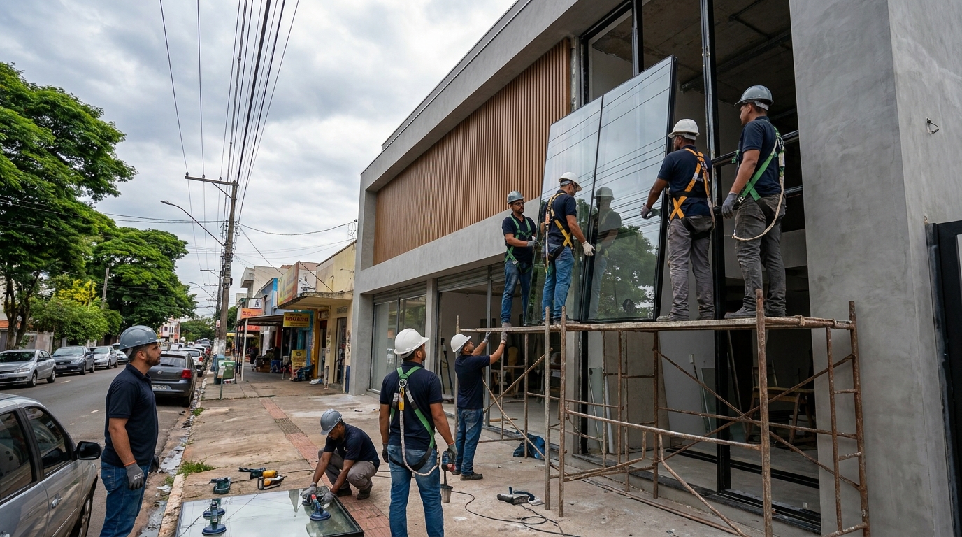 Fachada de Vidro no Adão do Carmo Leonel, Ribeirão Preto‑SP